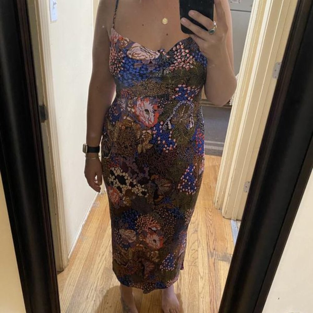 Anthropologie Elyse Luxe Bias Cut Slip Dress Multi Floral Silky ✨ 💃🏻 Medium - Picture 6 of 10